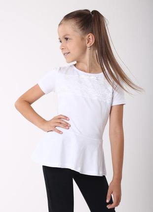 Шкільні білі блузки з коротким рукавом для дівчаток
