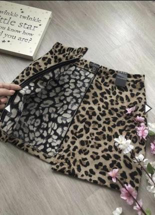 Леопардовая юбка мини, короткая леопардовая юбка2 фото