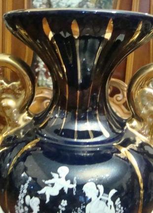 Большая антикварная ваза кобальт позолота фарфор италия3 фото