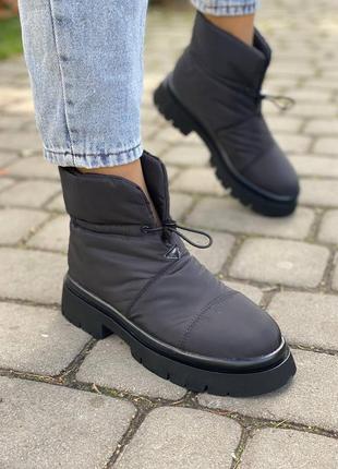Дутики женские зимние черные ботинки