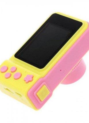 Цифрова дитяча камера smart kids camera дитяча фотокамента жовта-рожева4 фото
