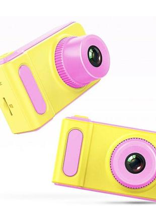 Цифрова дитяча камера smart kids camera дитяча фотокамента жовта-рожева2 фото