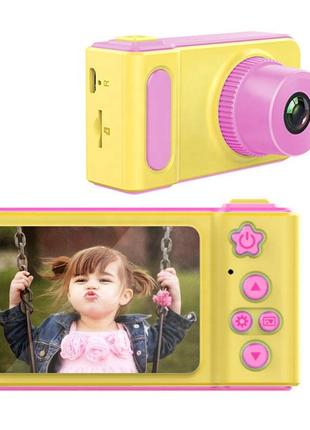 Цифрова дитяча камера smart kids camera дитяча фотокамента жовта-рожева6 фото