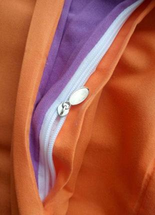 Набір однотонного постільної білизни оранжево-бузковий двоспальний2 фото