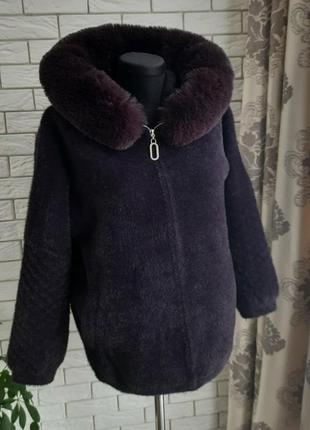 Стильные теплые куртки пальто,с мехом,капюшоном,ангора альпака.3 фото