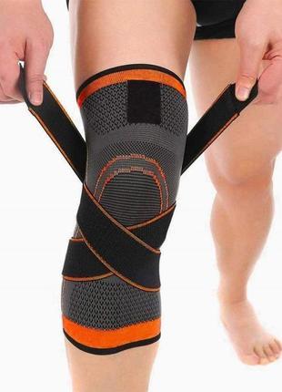 Наколенник эластичный для бега и занятий спортом aolikes hx-7720 с бандажными ремнями оранжевый