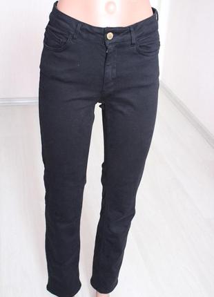 Черные зауженные джинсы zara 38 размер 28 mex высокая посадка