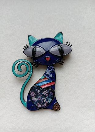 Брошь кот эмалевая,