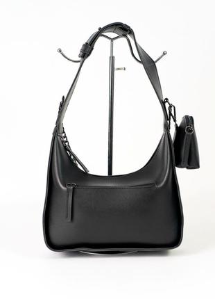 Жіноча чорна сумка багет на одне плече молодіжна модна сумочка крос-боді3 фото