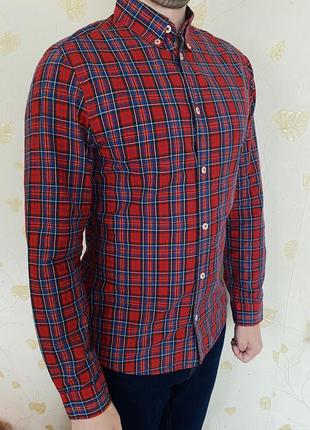 Мужская рубашка h&m, s, красная в клетку