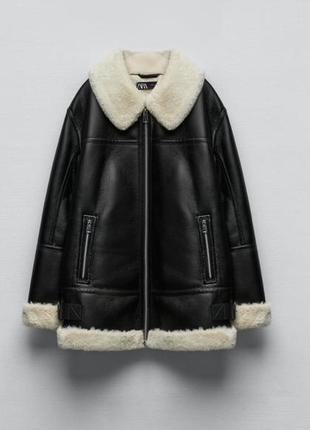 Шкіряна хутряна куртка zara