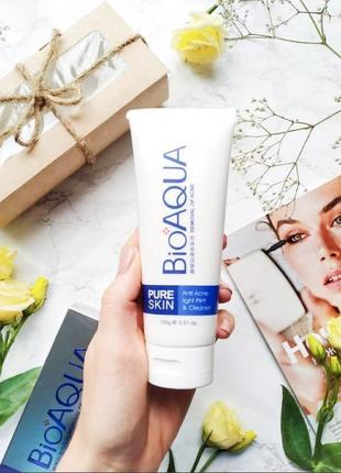 Очищаюча пінка для вмивання проти акне bioaqua pure skin anti-acne cleanser
