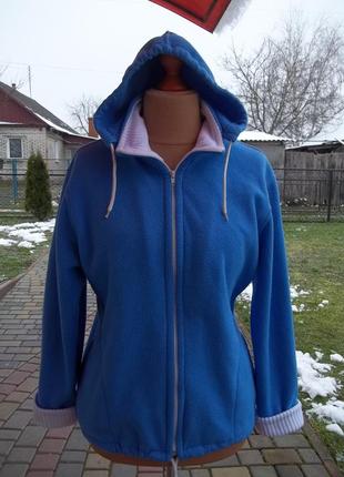 ( 48 / 50 р) флисовый свитер кофта женская на молнии с капюшоном б / у