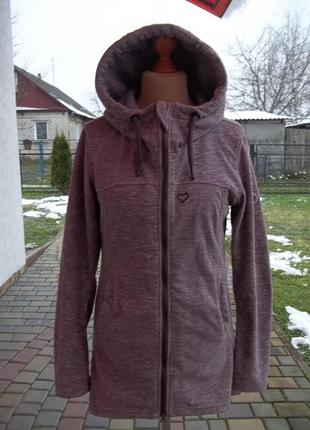 ( 48 р) женский флисовый свитер кофта кардиган на молнии с капюшоном б / у