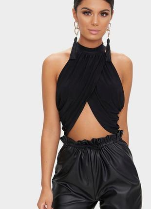 Neck wrap crop-top prettylittlething1 фото