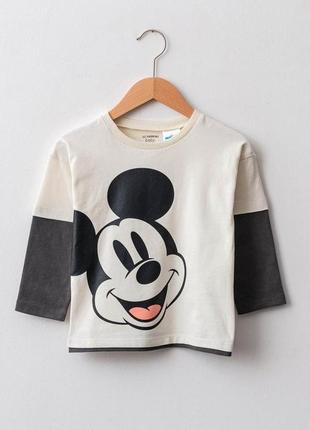 9 - 12 місяців 74 - 80 см бавовняний лонгслів хлопчику з принтом міккі мауса lc waikiki вайкікі