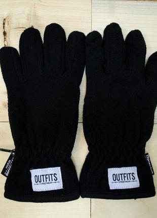 Мужские перчатки thinsulate outfits - сlassic black черные флисовые