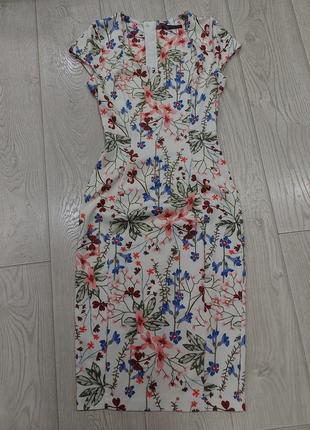 Женственное платье m&s в цветочный принт из неопрена 42-4410 фото
