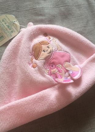 Мила рожева шапка з аплікацією на малятко mothercare