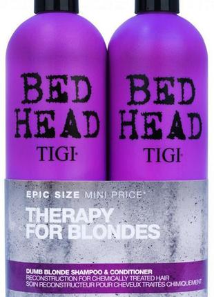 Шампунь и кондиционер для блонди волос tigi bed head colour combat dumb blonde tween duo (2 x 750ml)