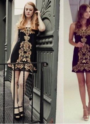 Сукня плаття сарафан із золотою вишивкою,river island