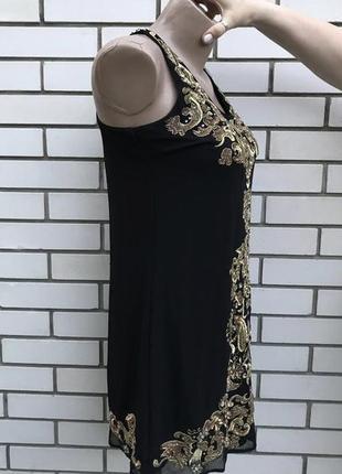 Сукня плаття сарафан із золотою вишивкою,river island6 фото