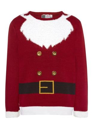 Primark мужской красный новогодний свитер s 46 48 санта клауса