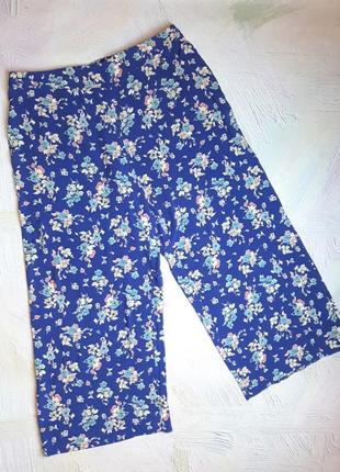 Вільні сині літні штани в квітковий принт f&f, розмір 56 - 58