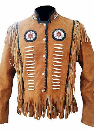 Замшевая ковбойская курточка, куртка с бахромой wild west