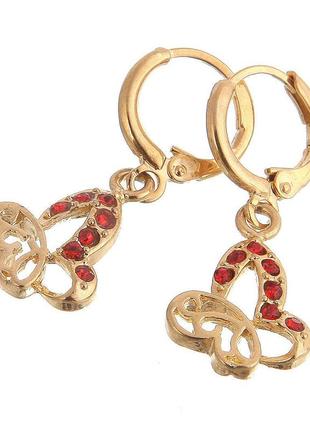 Серьги рубиновые бабочки