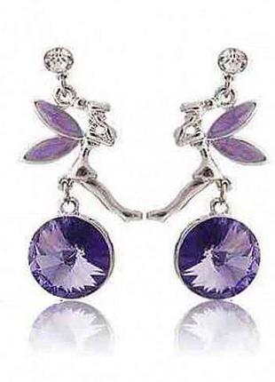 Сережки фея й бузковий кристал