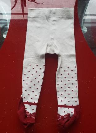 Newbie нарядные хлопковые колготки новорожденной девочке 3-6м 62-68см на новый год