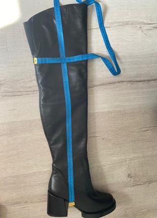 Высокие базовые сапоги ботфорты кожаные чёрные цвет по выбору