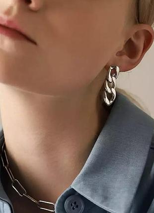 Трендові сережки -ланцюжки вкрутки великі ланки