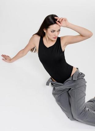 Чорний боді-сліп з бавовни від new look 🌿розмір uk 12 / m-l 💥