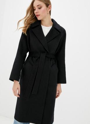 Натуральне пальто  чорного кольору benetton шерсть вовна