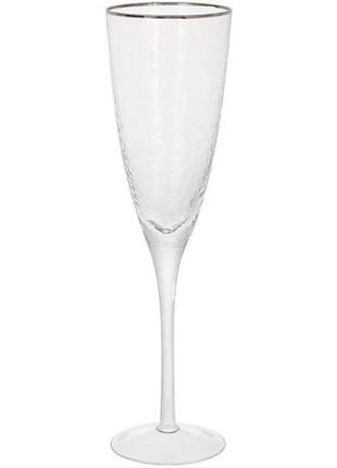 Набор 4 фужера donna ice бокалы для шампанского 280мл, стекло с серебряным кантом