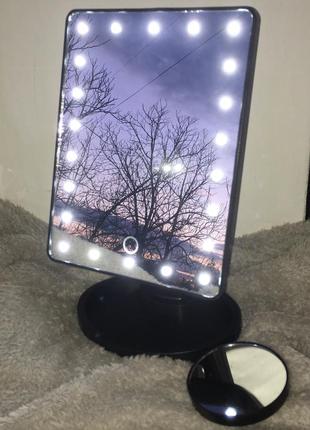 Зеркало l’oreal косметическое увеличительное с лед led подсветкой светодиодное с лампочками лампами для макияжа светильник на батарейках loreal