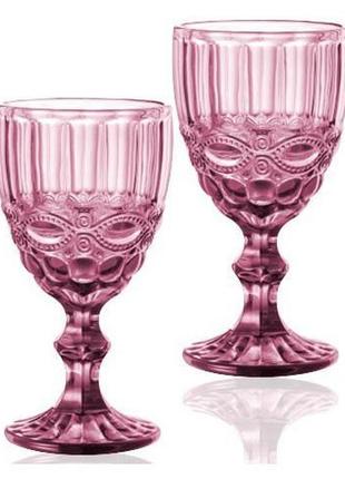 Набор 6 бокалов для вина elodia винтаж 260мл, розовое стекло