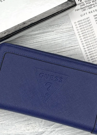 Жіночий гаманець guess синій клатч на блискавці на подарунок