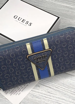 Женский кошелек guess синий клатч на молнии на подарок3 фото