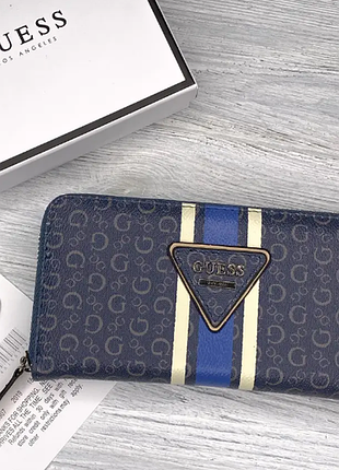 Жіночий гаманець guess синій клатч на блискавці на подарунок
