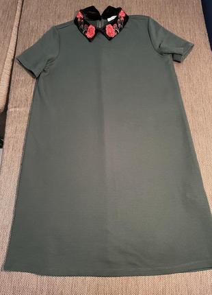 Сукня zara з вишитим комірцем8 фото