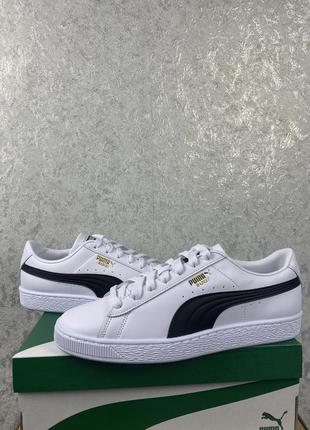 Мужские кожаные белые кроссовки puma basket classic1 фото