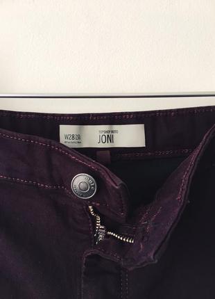 Бордовые винные джинсы-скинни с высокой талией topshop moto модель joni4 фото