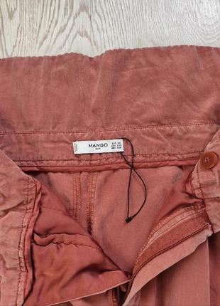 Коралловые розовые красные штаны брюки очень высокая талия посадка складками рыжие mango9 фото