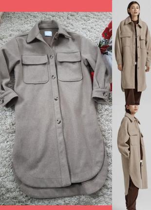 Стильное рубашка пальто в цвете мокко/беж ,bershka,  p  xs-s1 фото