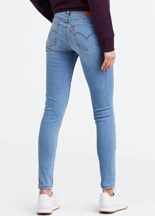 Женские голубые джинсы скинни узкачи американки стрейч низкая талия посадка levis