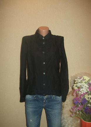 Базовая  черная рубашка премиум бренда,шелк+котон6 фото