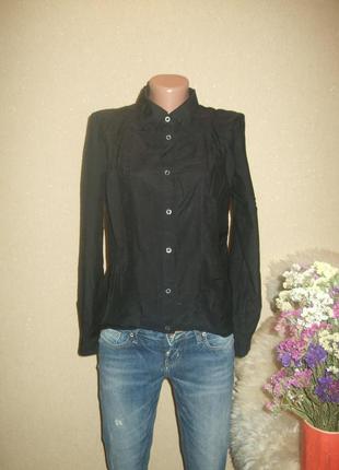 Базовая  черная рубашка премиум бренда,шелк+котон2 фото